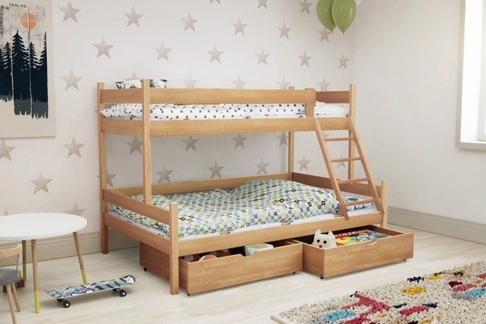 łóżko piętrowe drewniane