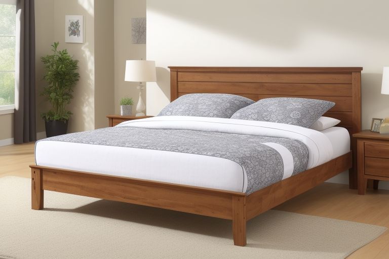 Drewniane łóżka w pokoju z dywanem